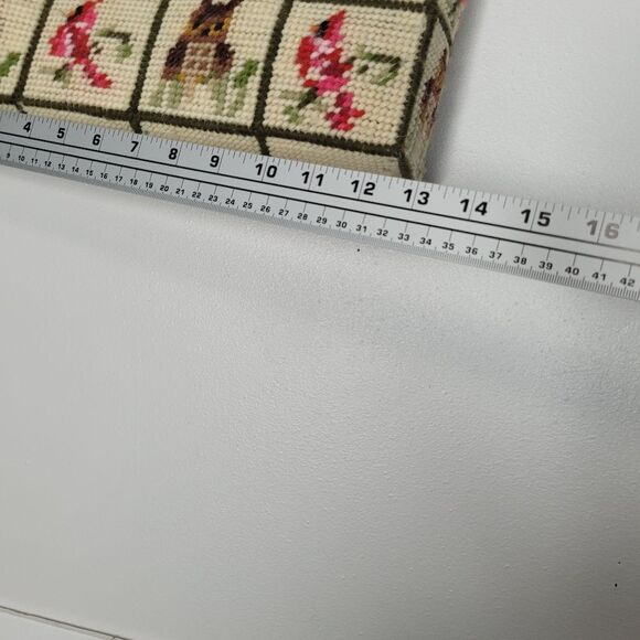 Retro Cardinal Owl Needle Point Cross Stitch Patchwork Quirky Tote Bag - Picture 5 of 8